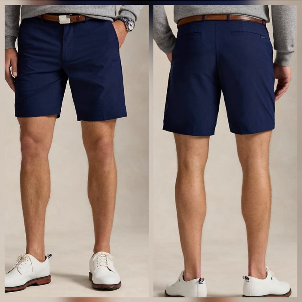 RLX Ralph Lauren Golf Shorts  Performance Chino sz 35 Tailored Fit Navy Blue